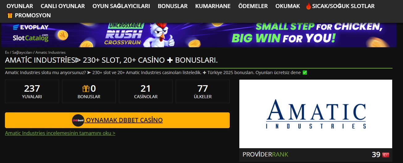 AmgBahis Amatic Sağlayıcısı Oyunları